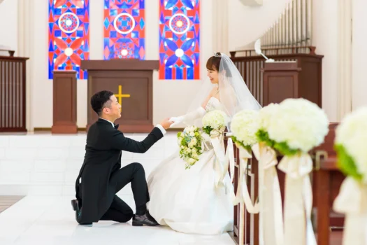 洋装婚礼前撮り（岡山国際ホテル・チャペル）