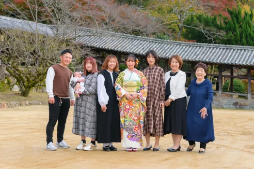 成人式前撮り家族写真（振袖・岡山）